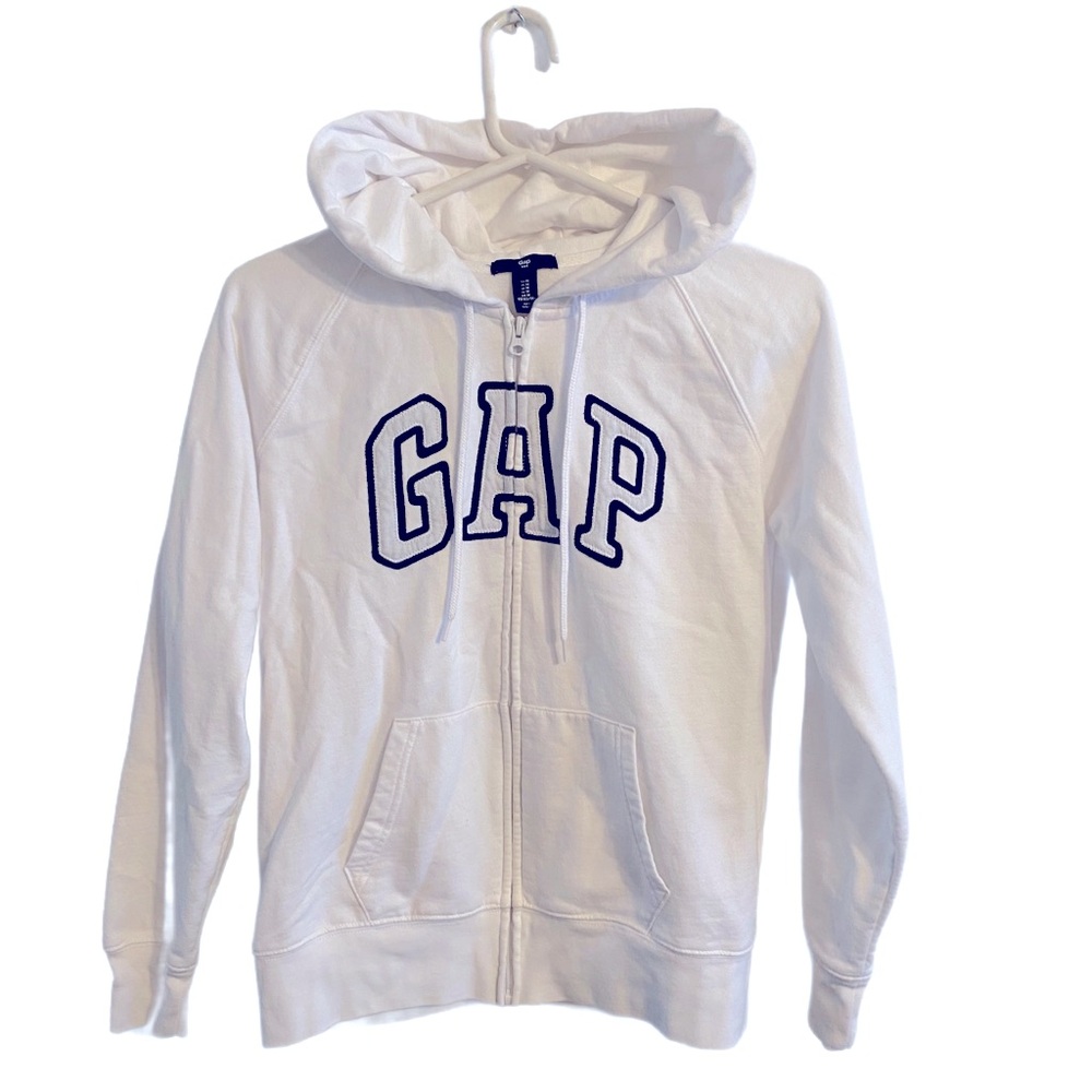 NWOT GAP Full Zip Hoodie Navy And White Logo Size M